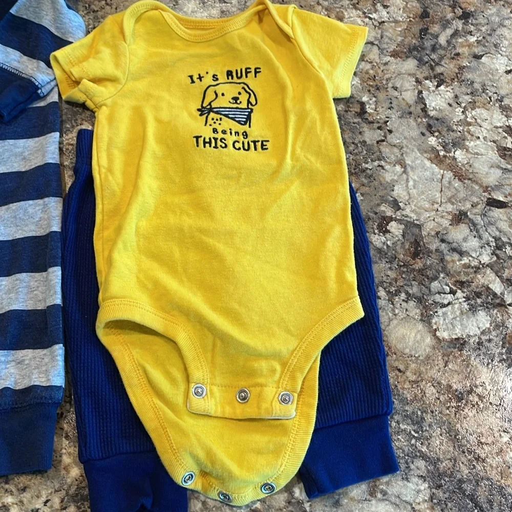 5 pcs CARTERS Baby Boys BUNDLE  jumpers &  Onesies 1 set w matching pants SZ 3M